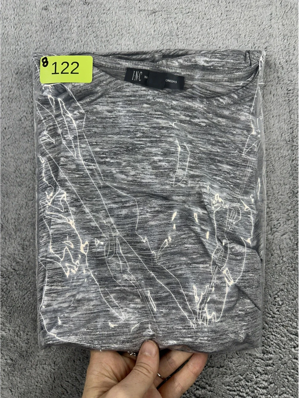INC‎ International Concepts Gray Side Tie Ruched Tee